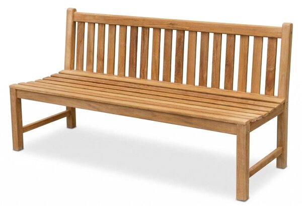 Panca da giardino in legno massello Linder Exclusiv, modello Picadelly, 180 cm, senza braccioli, in teak naturale, dimensioni 180x63x90,5 cm