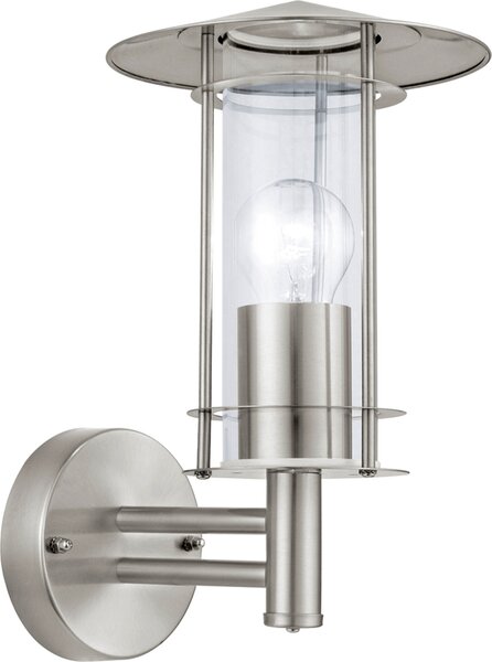 Applique Esterno Contemporanea Lisio Acciaio Argento 1 Luce E27 H30Cm