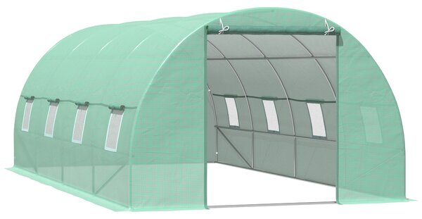 Outsunny Serra da Giardino a Tunnel da Esterno in Acciaio e PE con 8 Finestre 5.95 x 3 x 2m Verde|Aosom