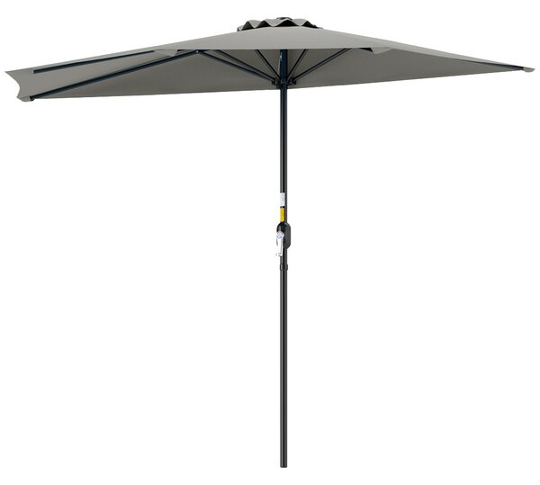 Outsunny Ombrellone da Parete Mezzaluna Salvaspazio con Apertura a Manovella, 2.7x2.4 m, Grigio Chiaro | Aosom Italy
