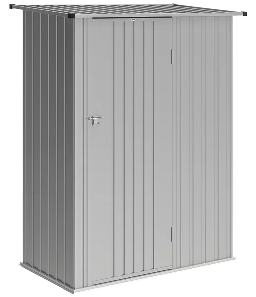 Outsunny Capanno Porta Attrezzi in Metallo con Tetto Inclinato e Porta Bloccabile, 142x86x189 cm, Argento | Aosom Italy