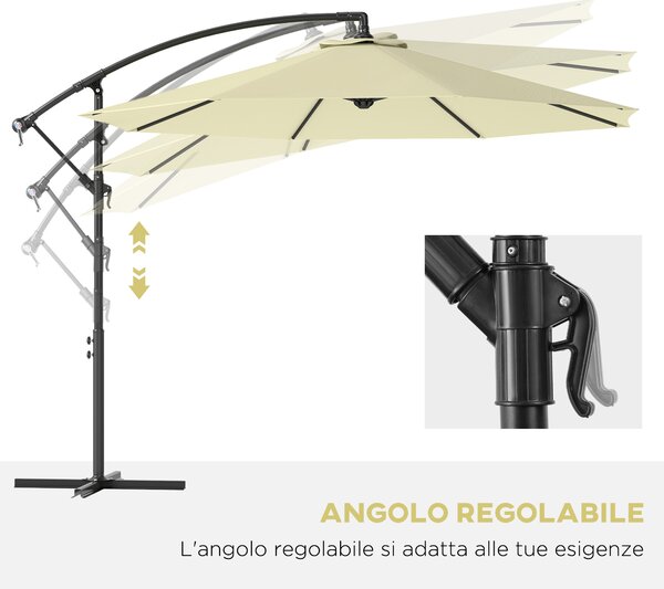 Outsunny Ombrellone da Giardino 3x2.5 m a Braccio Inclinabile con Manovella, Beige | Aosom Italy