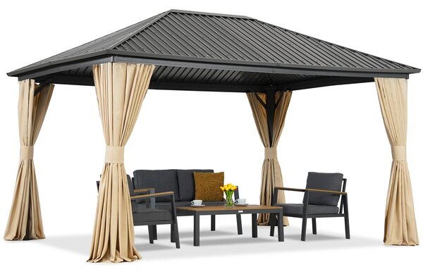 Gazebo Sardegna in metallo con tende Garden Point 3x4 beige