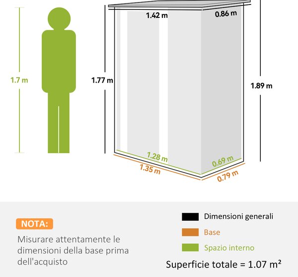 Outsunny Capanno Porta Attrezzi in Metallo con Tetto Inclinato e Porta Bloccabile, 142x86x189 cm, color Legno | Aosom Italy