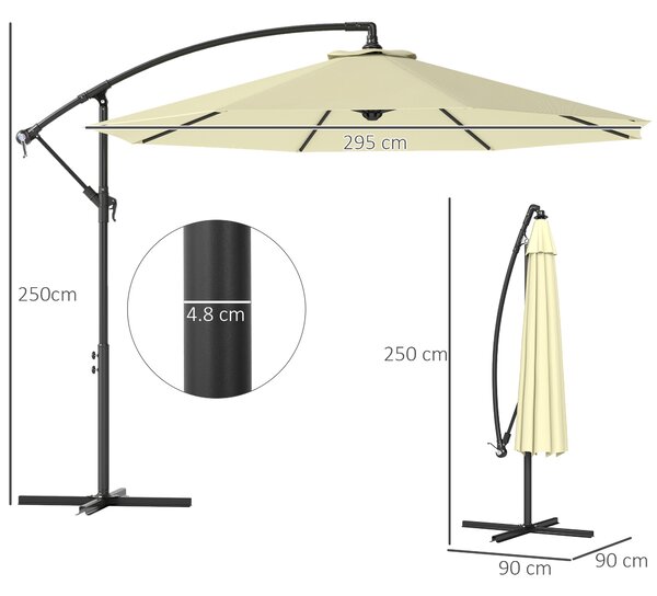 Outsunny Ombrellone da Giardino 3x2.5 m a Braccio Inclinabile con Manovella, Beige | Aosom Italy