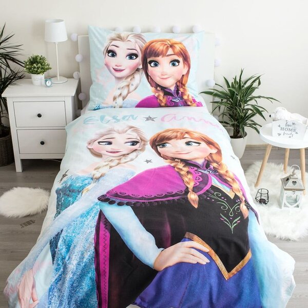 Biancheria da letto per bambini in cotone per letto singolo 140x200 cm Frozen "Light blue" – Jerry Fabrics