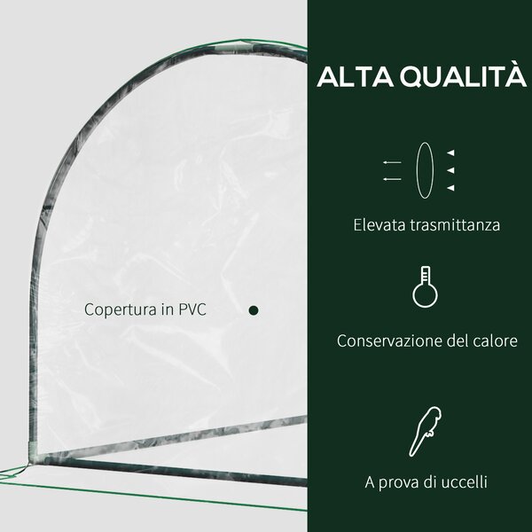 Outsunny Serra a Tunnel da giardino in Acciaio con Copertura in PVC, 200x100x80 cm, Trasparente e Verde | Aosom Italy