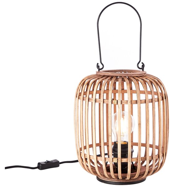 Lampada da tavolo BRILLIANT WOODROW con maniglia. 26,5 cm, metallo, rattan, color beige chiaro. Codice prodotto: HK18325S28