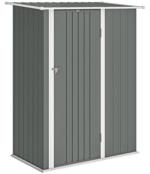 Outsunny Capanno Porta Attrezzi in Metallo con Tetto Inclinato e Porta Bloccabile, 142x86x189 cm, Grigio Chiaro | Aosom Italy