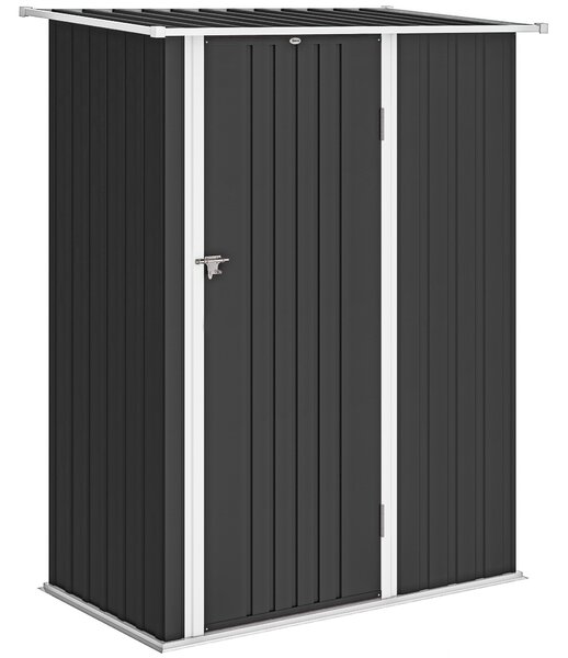 Outsunny Capanno Porta Attrezzi in Metallo con Tetto Inclinato e Porta Bloccabile, 142x86x189 cm, Grigio Scuro | Aosom Italy