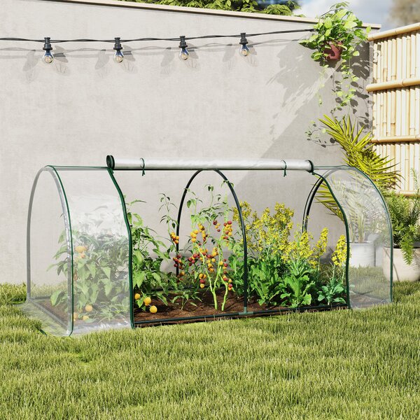 Outsunny Serra a Tunnel da giardino in Acciaio con Copertura in PVC, 200x100x80 cm, Trasparente e Verde | Aosom Italy
