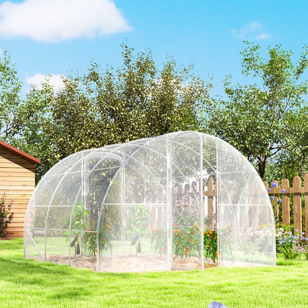 Outsunny Serra da giardino tunnel 3 x 3 x 2 m 9 m² con porta a cerniere telo in PE 150 g/m² per Verdure Piante Fiori