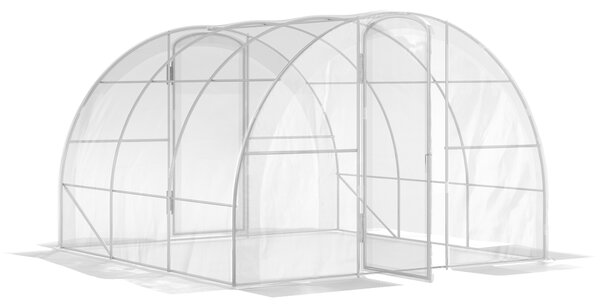 Outsunny Serra da giardino tunnel 3 x 3 x 2 m 9 m² con porta a cerniere telo in PE 150 g/m² per Verdure Piante Fiori