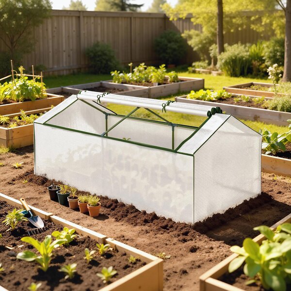 Outsunny Serra con finestra in pellicola a rete PE, serra a film resistente per l'inverno, serra 180 x 90 x 70cm Bianco | Aosom Italy