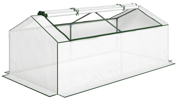 Outsunny Serra con finestra in pellicola a rete PE, serra a film resistente per l'inverno, serra 180 x 90 x 70cm Bianco | Aosom Italy