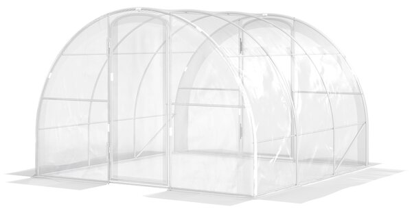 Outsunny Serra da giardino tunnel 3 x 3 x 2 m 9 m² con porta a cerniere telo in PE 150 g/m² per Verdure Piante Fiori