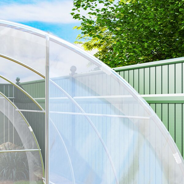 Outsunny Serra da giardino tunnel 3 x 3 x 2 m 9 m² con porta a cerniere telo in PE 150 g/m² per Verdure Piante Fiori
