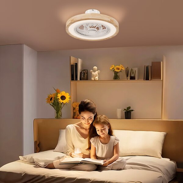 HOMCOM Ventilatore da soffitto con lampada e telecomando, 6 velocità, luminosità regolabile, motore silenzioso, marrone chiaro | Aosom Italy