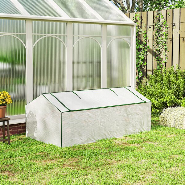 Outsunny Serra con finestra in pellicola a rete PE, serra a film resistente per l'inverno, serra 180 x 90 x 70cm Bianco | Aosom Italy
