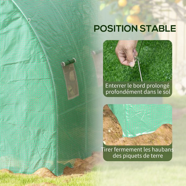 Outsunny Serra da Giardino Tunnel 6 m² con sistema di irrigazione integrato, 3L x 2l m 6 finestre Porta avvolgibile Verde