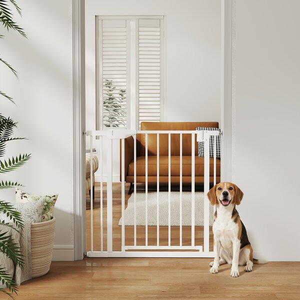 PawHut Cancelletto di Sicurezza per Bambini e Cani con Blocco Doppio e Chiusura Automatica, 76-89 cm, Bianco | Aosom Italy