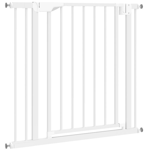PawHut Cancelletto di Sicurezza per Bambini e Cani con Blocco Doppio e Chiusura Automatica, 76-89 cm, Bianco | Aosom Italy
