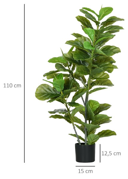 HOMCOM Ficus artificiale, con 90 foglie e vaso per soggiorno, 110 cm, Verde | Aosom Italy