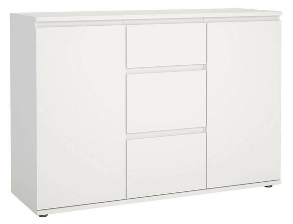 Credenza bianca 119x40x83h cm 2 ante e 3 cassetti - Zumpano