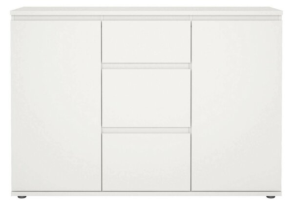 Credenza bianca 119x40x83h cm 2 ante e 3 cassetti - Zumpano