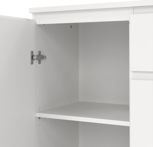 Credenza bianca 119x40x83h cm 2 ante e 3 cassetti - Zumpano
