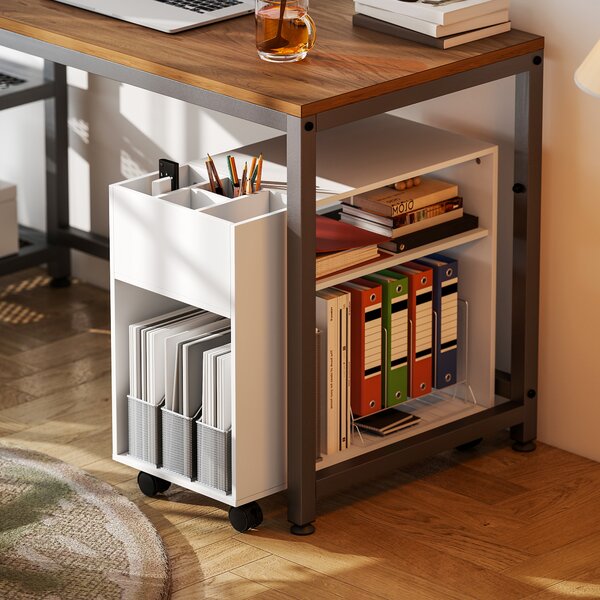 HOMCOM Mobile porta stampante con scomparto e ripiani, per ufficio 70 x 34 x 60 cm Bianco | Aosom Italy