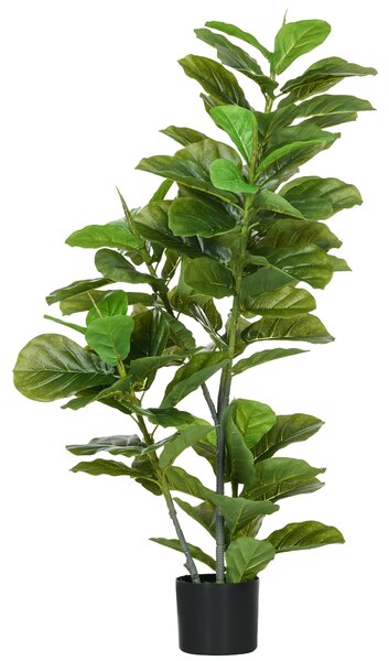 HOMCOM Ficus artificiale, con 90 foglie e vaso per soggiorno, 110 cm, Verde | Aosom Italy