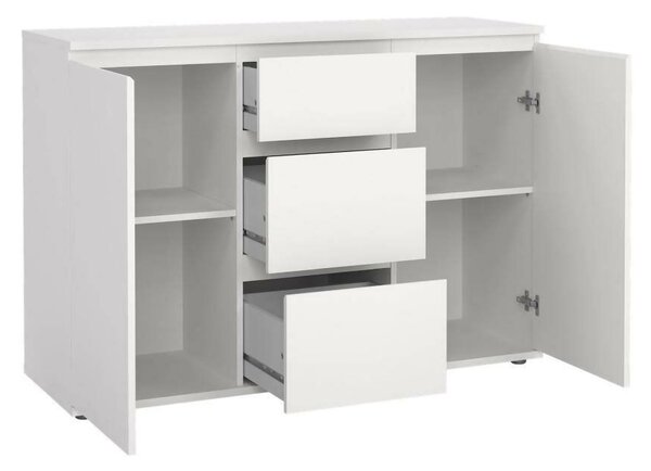 Credenza bianca 119x40x83h cm 2 ante e 3 cassetti - Zumpano