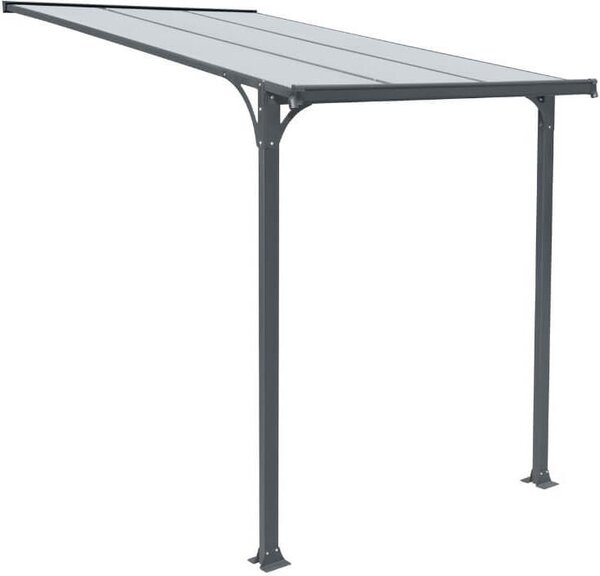 Home Deluxe - Pensilina porta d'ingresso CUBIS - dimensioni: Medium - 219 x 150 x 258 cm - antracite, telaio: alluminio, incl. pannelli in policarbonato I pensilina porta d'ingresso pensilina tetto in vetro pent