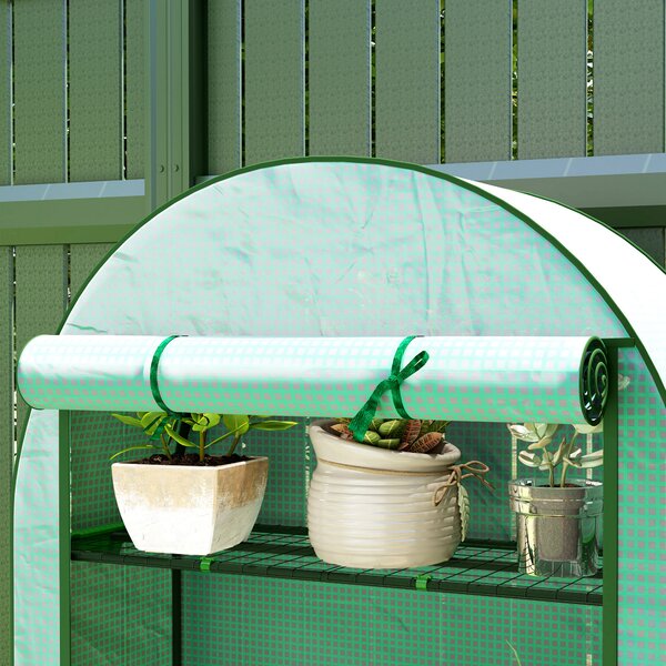 Outsunny Serra da Giardino con 4 Ripiani Porta Avvolgibile Copertura in PE e Telaio in Acciaio 105x45x160 cm Verde | Aosom Italy