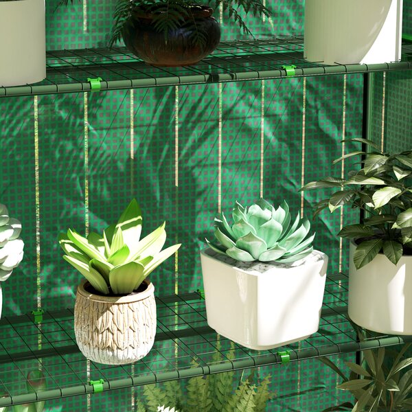 Outsunny Serra da Giardino con 4 Ripiani Porta Avvolgibile Copertura in PE e Telaio in Acciaio 105x45x160 cm Verde | Aosom Italy