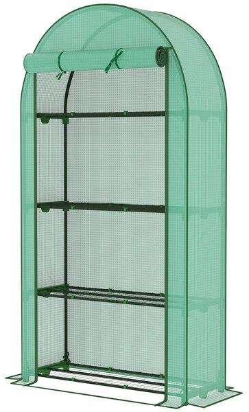 Outsunny Serra da Giardino con 4 Ripiani Porta Avvolgibile Copertura in PE e Telaio in Acciaio 105x45x160 cm Verde | Aosom Italy