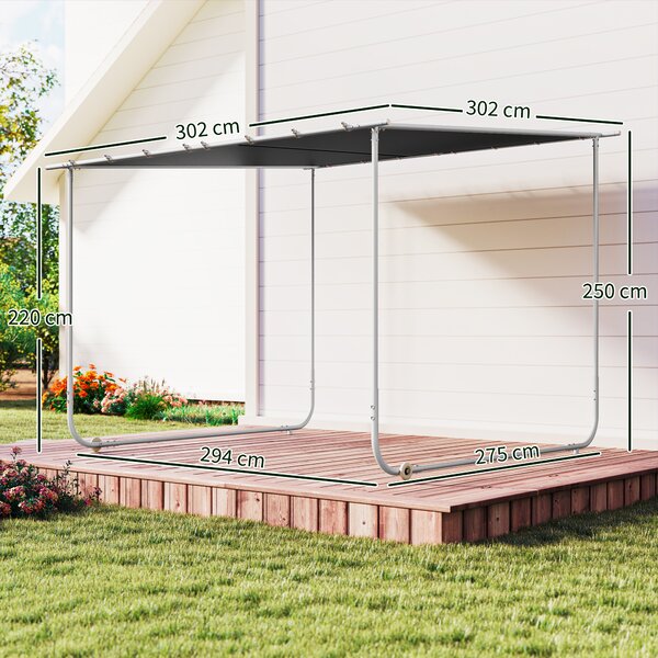 Outsunny Pergola Gazebo con Rotelle, Copertura Anti-UV e Telaio in Acciaio, 3x3 m, Grigio | Aosom Italy