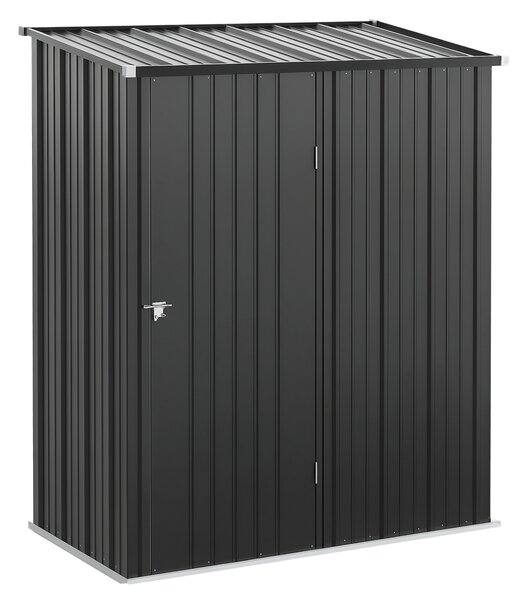 Outsunny Casetta da Giardino con Serratura e tetto inclinato, Capanno Attrezzi Porta Utensili in Lamiera Acciaio, 161.5x94.5x196cm, Nero | Aosom Italy