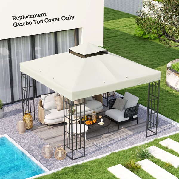 Outsunny Copertura per Gazebo da Giardino 3x3m UPF30+ a 2 Livelli in Poliestere Grigio Chiaro | Aosom Italy