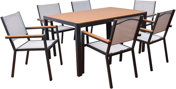 HOME DELUXE gruppo di sedute da giardino CANTOS SEDIA 150 x 90 cm - incl. 6 sedie |arredo da giardino, arredo lounge, tavolo in alluminio, tavolo da balcone