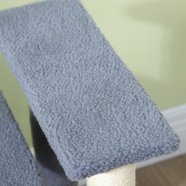 PawHut Scala per Gatti a 4 Livelli Coperto di Morbida Franela Palo di Sisal Palla Appesa 60x40x64 cm Grigio | Aosom Italy