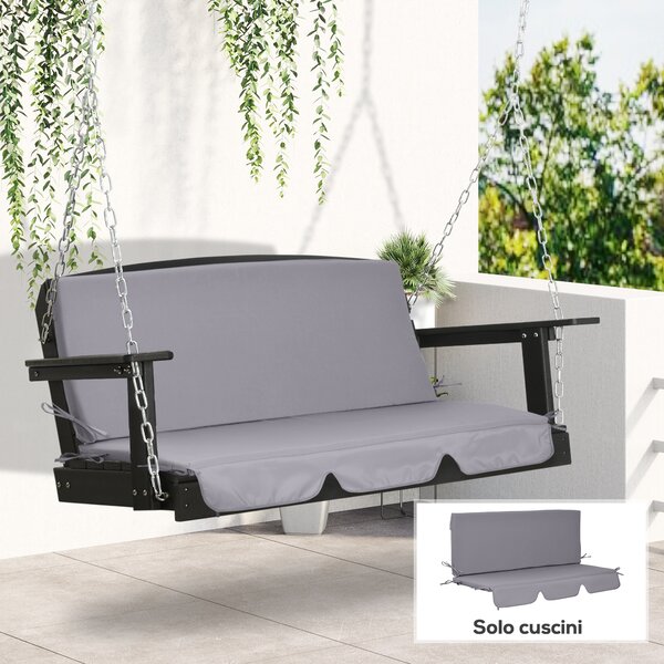 Outsunny Cuscini da Esterno per Dondolo da Giardino 3 Posti con Lacci, 2 Pezzi da 130x45x5 cm, Grigio|Aosom