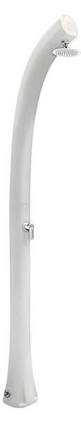 Doccia Solare da Esterno in Resina New Happy WHITE, per Giardino, 26L Dimensioni 21,5x20x h 225 cm peso 12 kg ,Miscelatore Arkema per scegliere la temperatura dell'acqua desiderata