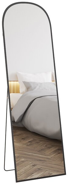 HOMCOM Specchio da Terra e Parete Moderno in Lega di Alluminio con Supporto Pieghevole, 50x161.5cm, Nero|Aosom