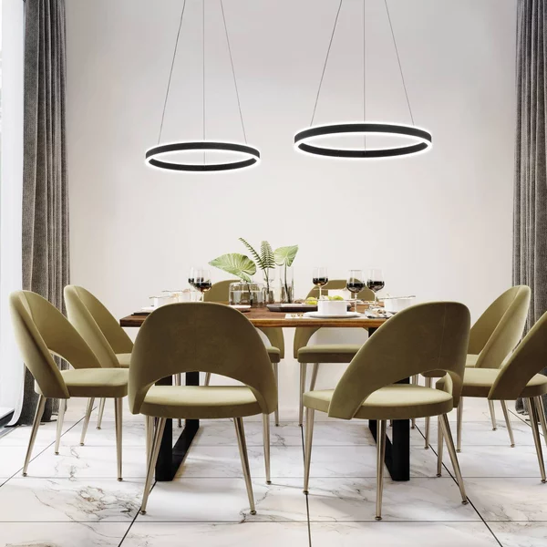 FISCHER & HONSEL Lampada LED a sospensione Sirko, Ø 60 cm, nero sabbia, metallo, CCT dimmerabile, Nero, Soggiorno / Sala da pranzo, Metallo, Moderno
