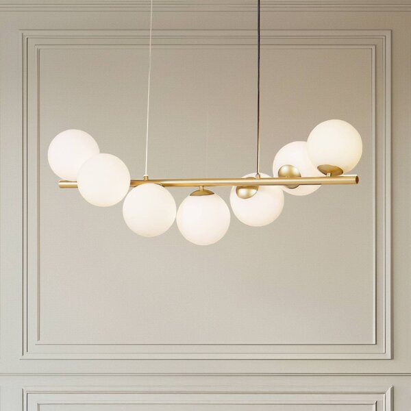 Lampada a sospensione in vetro Isandro Lucande, dimmerabile, Ottone / Oro, Soggiorno / Sala da pranzo, Vetro, Design, Lampada a sospensione