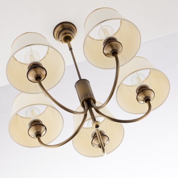 Jupiter 2133 - Lampadario a stelo CLASSIC 5xE27/15W/230V bronzo/patina/crema
