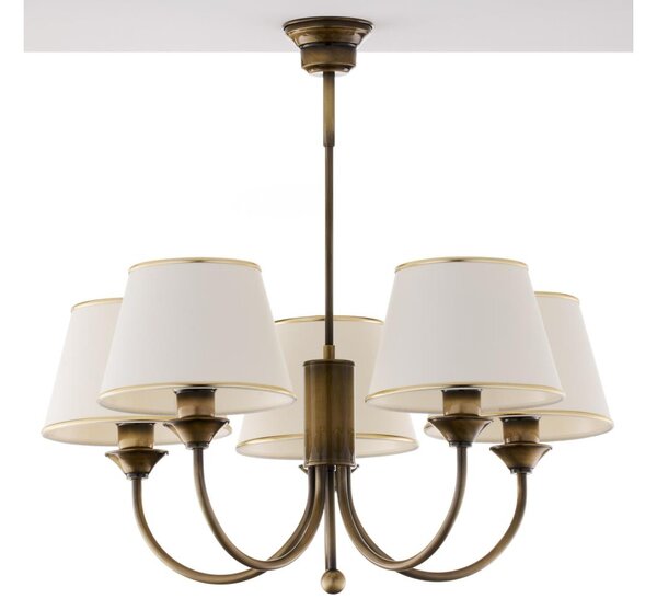 Jupiter 2133 - Lampadario a stelo CLASSIC 5xE27/15W/230V bronzo/patina/crema