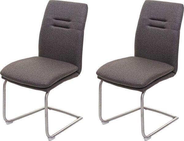 Set di 2 sedie da sala da pranzo | A x L x P 92 x 47 x 57 cm | Altezza seduta 49 cm | Tessuto/tessuto Acciaio inossidabile spazzolato | Grigio-marrone | Sedia da cucina Sedia a sbalzo